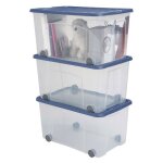 Lot de 3 boites de rangement en plastique avec couvercle et roues sundis ventilo 50l l58xl38xh325cm - ...