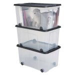 Lot de 3 boites de rangement en plastique avec couvercle et roues sundis ventilo 50l l58xl38xh325cm - ...
