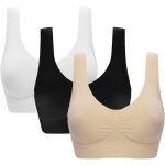 Lot de 3 brassires sans couture pour femme - sports fitness - blanc - coussinets amovibles