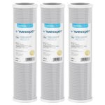 Lot de 3 cartouches de charbon actif bloc wessper pour osmose inverse et filtration deau - 5 microns
