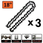 Cha�nes pour tron�onneuse - folaya - lot de 3 - 18 pouces (45 cm) - 72 maillons - 15 mm de jauge