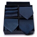 Lot de 3 cravates et carr�s de poche homme classique elegant tiss�e jacquard coffret cadeau pour fete ...