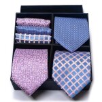 Lot de 3 cravates et carr�s de poche homme classique elegant tiss�e jacquard coffret cadeau pour fete ...