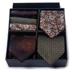 Lot de 3 cravates et carr�s de poche homme classique elegant tiss�e jacquard coffret cadeau pour fete ...
