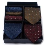 Lot de 3 cravates et carr�s de poche homme classique elegant tiss�e jacquard coffret cadeau pour fete ...