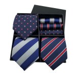 Cravate homme - insfity - lot 3 � rayure fleur business el�gant - polyester - coffret cadeau