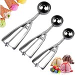 Lot de 3 cuillre  glace boules cuillre  crme glace en acier inoxydable pour cookies servir de la ...