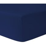 Lot de 3 draps housses 140 x 190 cm 100 % coton bleu marine / blanc / rouge - homerokk