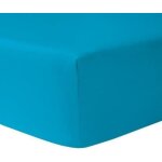 Lot de 3 draps housses 140 x 190 cm 100 % coton turquoise / bleu marine / blanc - homerokk