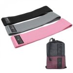 Lot de 3 �lastiques de r�sistance pour musculation fitness pilates - rose gris noir - vivezen