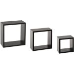 Lot de 3 petites �tag�res fixy cube - tailles diff�rentes - noir