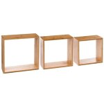 Lot de 3 �tag�res murales forme carr�e en bambou coloris naturel - longueur 25 - 20 - 15 x profondeur ...