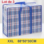 Lot de 3 grands sac cabas sac tiss en pp robuste en souple shopping  sacs bleu xxl ly2306sac