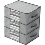 Lot de 3 housse de rangement sous vide sac de rangement pour couette vêtements gris Lot de 3 housse de rangement sous vide sac de rangement pour couette vêtements gris