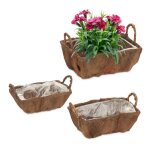 Relaxdays pots fleurs � poign�es 3 tailles jardin balcon & rebord de fen�tre cache - pots d�coratifs ...