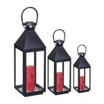 Relaxdays lot de 3 lanternes dcoration intrieur et extrieur 3 tailles mtal verre photophores pour ...