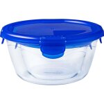Lot de 3 lunch box - pyrex - cook & go - verre - rond - couvercle hermtique - 07 l