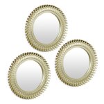 Relaxdays lot de 3 miroirs forme ronde avec ornements salon diam�tre de 25 cm d�coration cadre en plastique ...