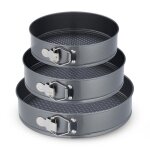 Relaxdays lot moules � charni�re 3 plats ronds diam�tre de 24 26 28 cm acier inoxydable antiadh�sifs ...