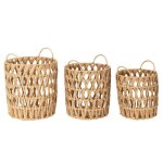 Lot de 3 paniers - home deco factory - ajour�s - avec anses - marron