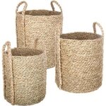 Lot de 3 paniers de rangement en osier coloris naturel