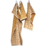 Lot de 3 pices jacquard miel - tissages de beaulieu - torchon - essuie main - lavette