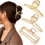 Lot de 3 pince cheveux metal pinces  cheveux antidrapantes en mtal clips de griffe de cheveux en mtal ...
