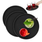 Relaxdays lot de 3 plateaux de service ronds diam�tre de 28 cm surface antid�rapante restaurant noir