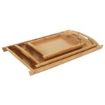 Lot de 3 plateaux de service bambou 52cm beige