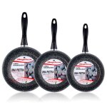 Lot de 3 po�les 18 - 20 - 24 cm induction antiadh�sives pierre magefesa k2 gransasso gris