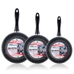 Lot de 3 po�les 20 - 24 - 28 cm induction antiadh�sives pierre magefesa k2 gransasso gris 91055