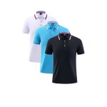 Lot de 3 polo homme manches courtes en coton secher rapide aération eté - blanc / noir / bleu clair Lot de 3 polo homme manches courtes en coton secher rapide aération eté - blanc / noir / bleu clair