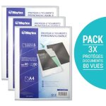 Lot de 3 prot�ges documents a4 personnalisable waytex 931444p 80 vues 40 pochettes couverture polypro ...