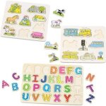 Lot de 3 puzzles en bois pour enfants - playtastic - animaux - moins de 100 pi�ces