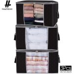 Sac de rangement - hautstore - lot de 3 - non - tiss� - noir - 60 x 43 x 35 cm