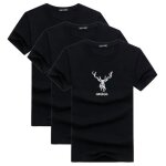 Lot de 3 t - shirt homme ete manches courtes col rond casual tee shirt imprim� coupe droite - noir