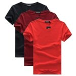 Lot de 3 t - shirt homme manches courtes col rond insfity - noir / bordeaux / rouge - coupe droite - ...
