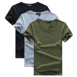 Lot de 3 t - shirt homme manches courtes col rond tee shirt coupe droite couleur unie - noir / gris / ...