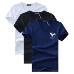 Lot de 3 t - shirt homme manches courtes col v grande taille - insfity - coupe droite - blanc / noir ...