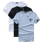 Lot de 3 t - shirt homme manches courtes col v tee shirt ete imprim� grande taille - blanc / noir / gris ...