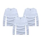 Lot de 3 t shirt homme manches longues col rond zewow - blanc - 95% coton - 5% polyester