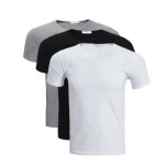Lot de 3 t - shirts homme unis baggy col rond - fondupin - coupe dcontracte - noir blanc gris