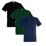 Lot 3 t - shirts manches courtes - homme - noir bleu marine vert bouteille