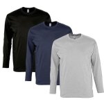T - shirt manches longues - patoutatis - lot de 3 - noir gris bleu marine - 100% coton - taille s  5xl ...