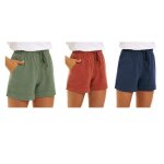 Lot de 3 shorts femme en coton lin couleur unie respirante casual taille elastiquee - vert bleu bordeaux ... Lot de 3 shorts femme en coton lin couleur unie respirante casual taille elastiquee - vert bleu bordeaux ...