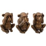 Lot de 3 statuettes dco singe sagesse 17cm or