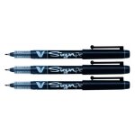 Lot de 3 stylos feutre v sign pen pointe moyenne 06 mm noir