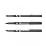 Lot de 3 stylos roller hi - tecpoint v5 pointe fine noir pilot Lot de 3 stylos roller hi - tecpoint v5 pointe fine noir pilot