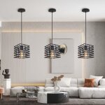 Lot de 3 suspension luminaire industrielle tokius lustre m�tal en forme de cage plafonnier e27 pour chambre ...