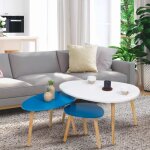 Idmarket lot de 3 tables basses gigognes gaia laqu�es blanc bleu scandinave